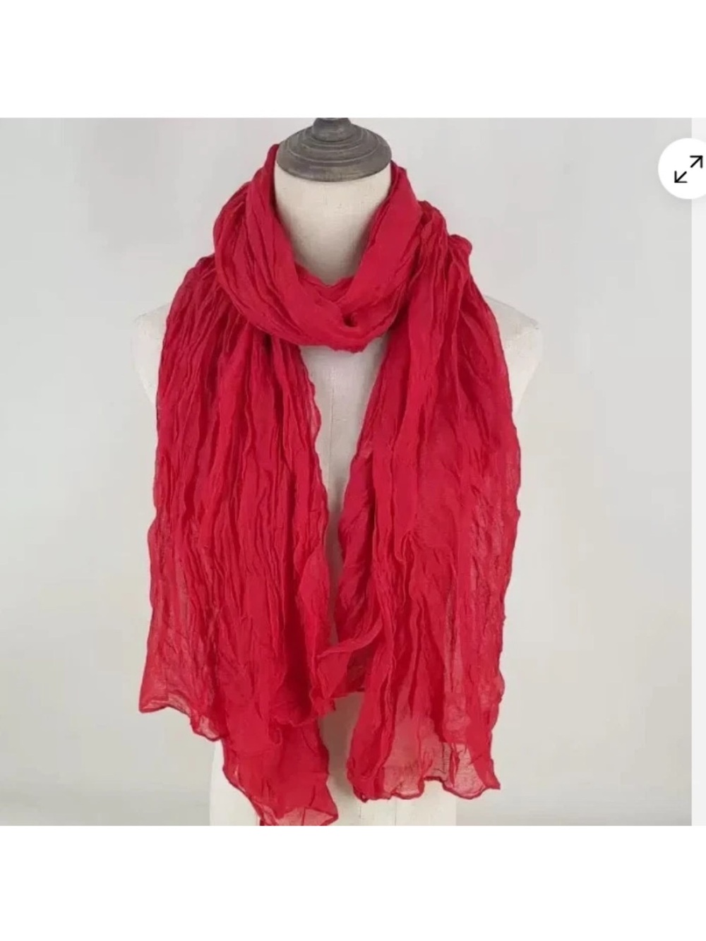 Lightweight Red Crinkle Scarf - Women Accessories